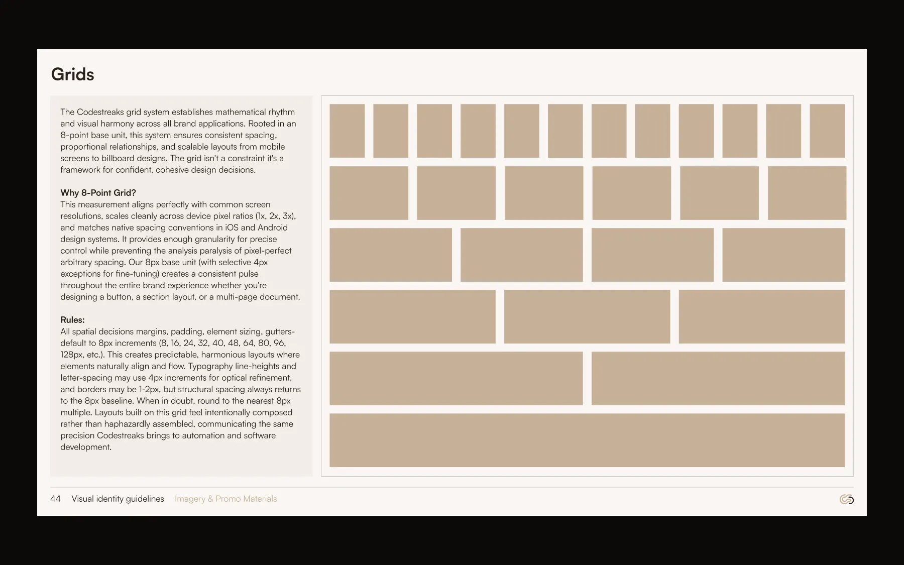Brand identity for CodeStreaks, grid and pattern system applied to layout